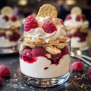 Vanillekipferl Dessert mit Himbeeren