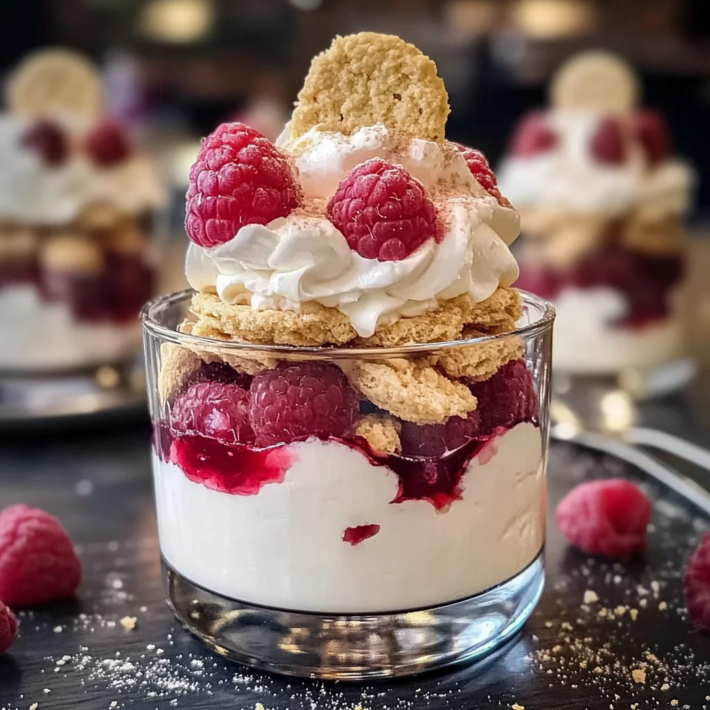Vanillekipferl Dessert mit Himbeeren