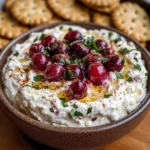 Cranberry whipped feta dip with crackers delights all!