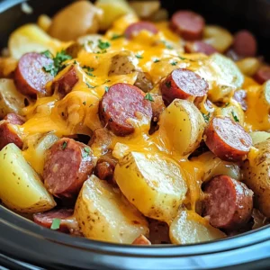 Crockpot Cheesy Potatoes and Kielbasa