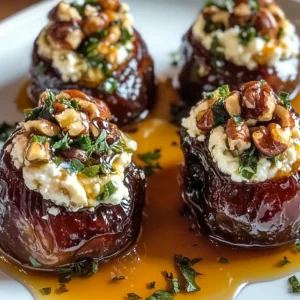 Feta-Parmesan Roasted Stuffed Dates with Honey-Walnut Herb Crunch