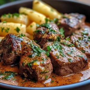 Garlic Butter Beef with Fries and Naan