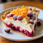 No Bake Cranberry Orange Cream Pie