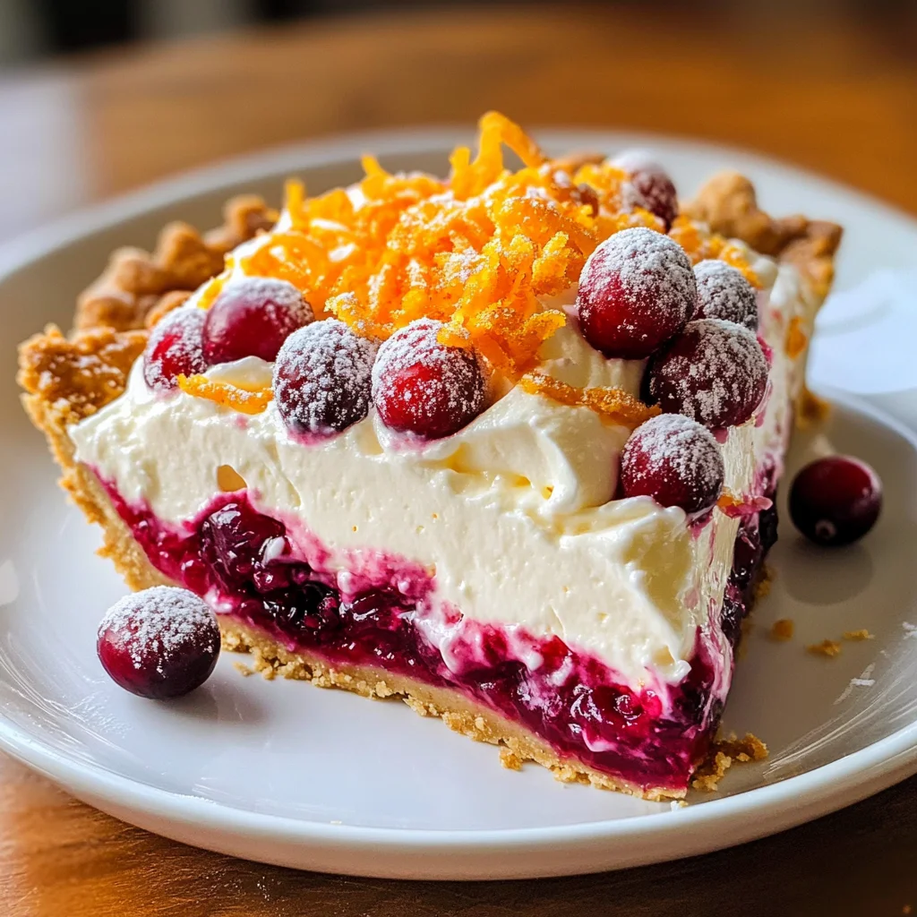 No Bake Cranberry Orange Cream Pie