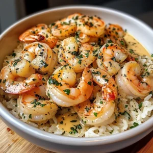 Creamy Garlic Butter Shrimp Bowl with Herb Rice