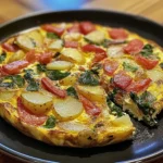 Frittata with Potatoes, Red Peppers, and Spinach Recipe