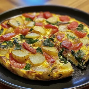 Frittata with Potatoes, Red Peppers, and Spinach Recipe
