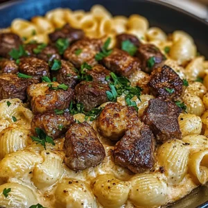 Cajun Steak Bites and Cheesy Garlic Shells Skillet