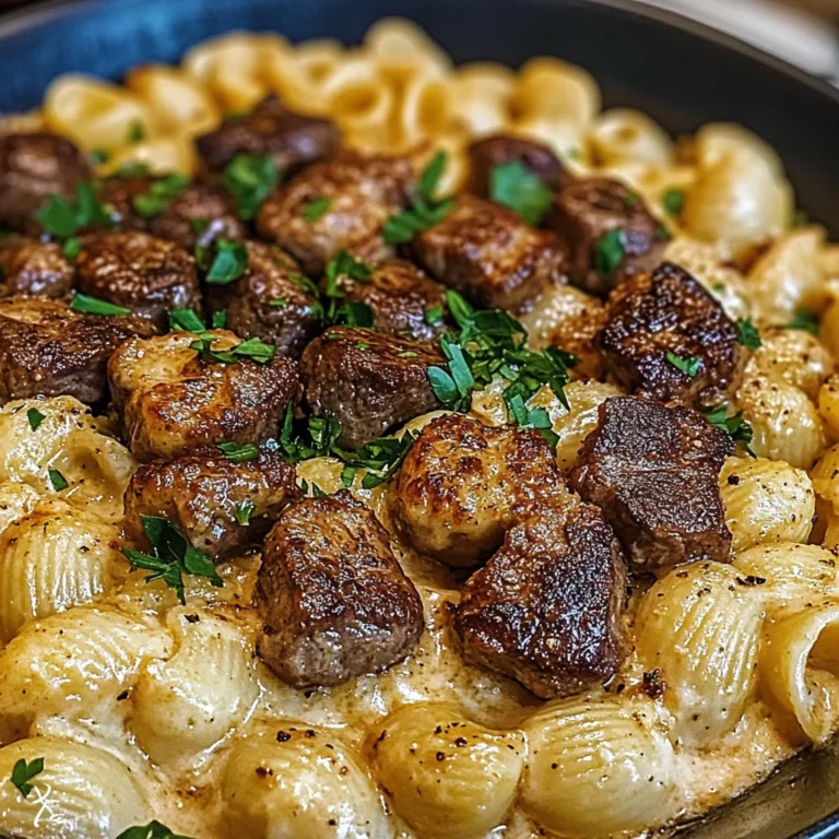 Cajun Steak Bites and Cheesy Garlic Shells Skillet