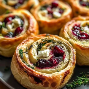 Cranberry Cream Cheese Pinwheels with Feta & Herbs