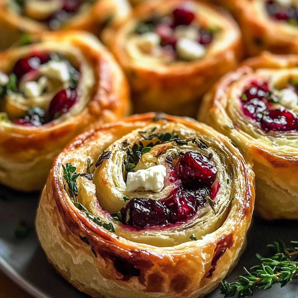 Cranberry Cream Cheese Pinwheels with Feta & Herbs