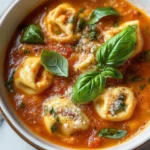 Creamy Tomato Tortellini Soup with Fresh Basil