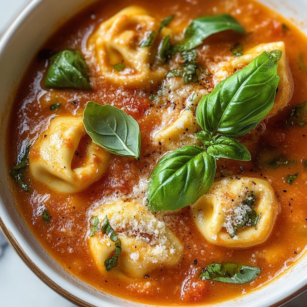 Creamy Tomato Tortellini Soup with Fresh Basil