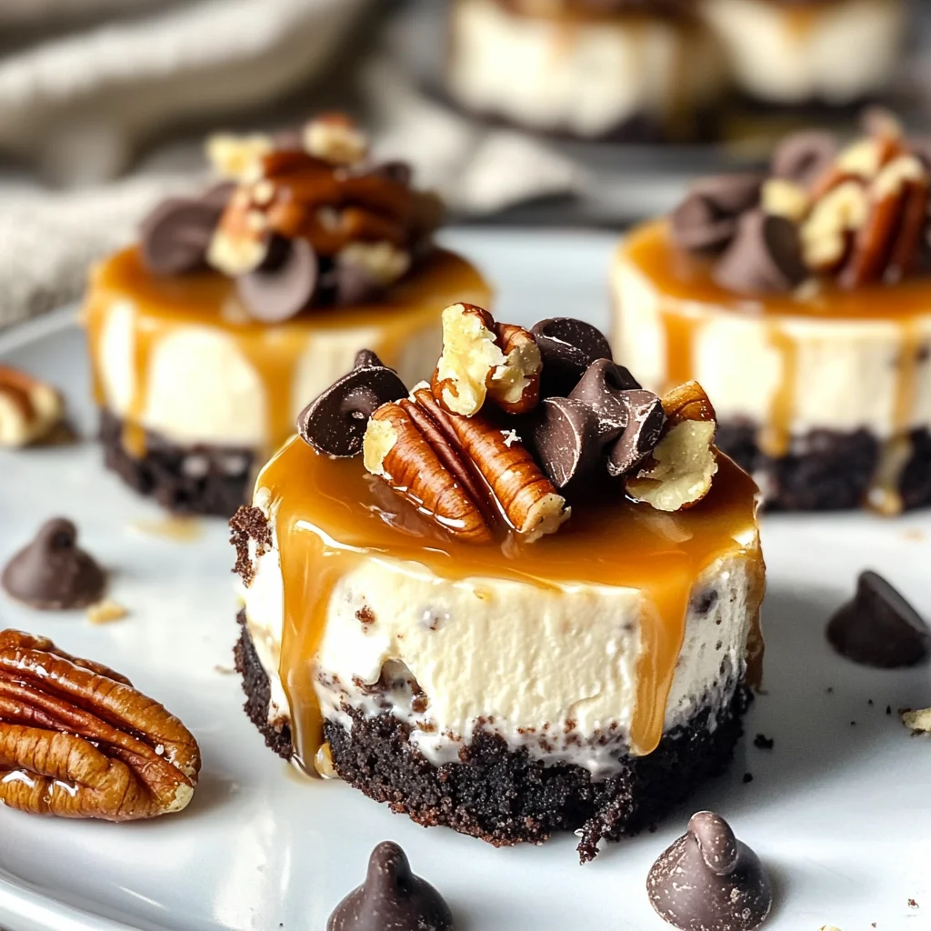 No-Bake Mini Turtle Cheesecakes