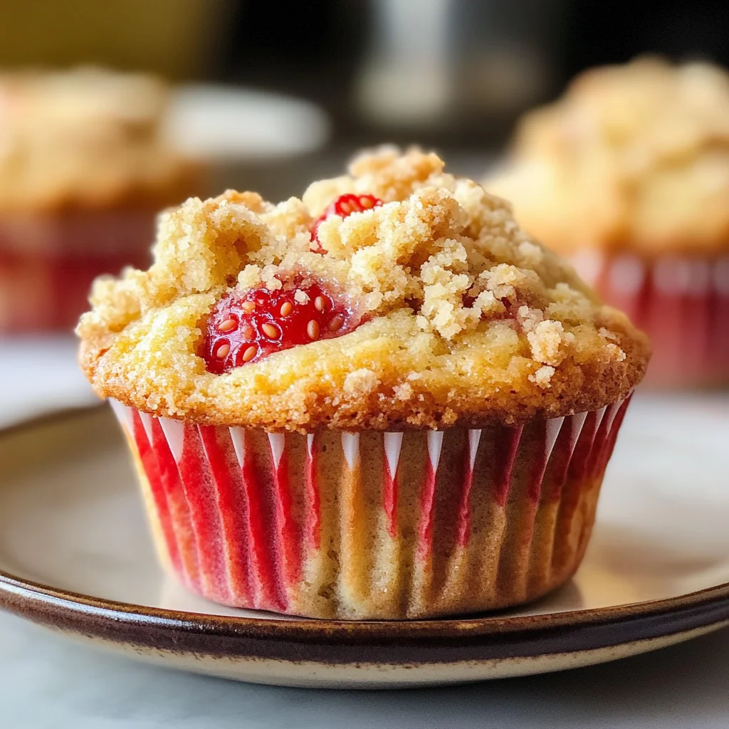 Quick Strawberry Muffins with Crumble Topping