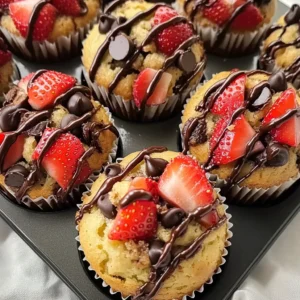Bakery-Style Strawberry Chocolate Chip Muffins