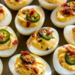 Deviled Eggs with Turkey Turkey Bacon and Jalapeno