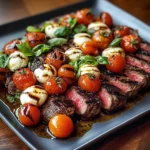 Grilled Balsamic Steak Caprese with Mozzarella, Tomatoes, and Basil