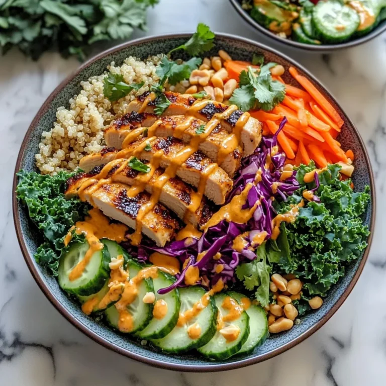 High Protein Thai Peanut Chicken Buddha Bowls - flirtyfood