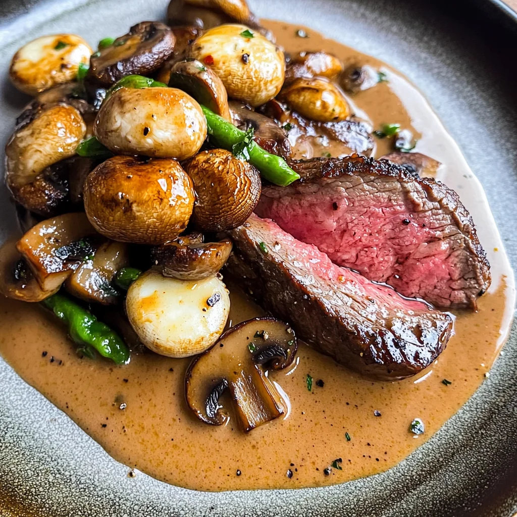 Picanha Beef Steak with Creamy Mushroom Sauce