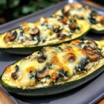 Spinach, Mushroom, and Ricotta Stuffed Zucchini Boats