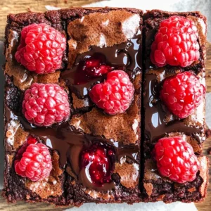 Thick Fudgy Chocolate Raspberry Brownies