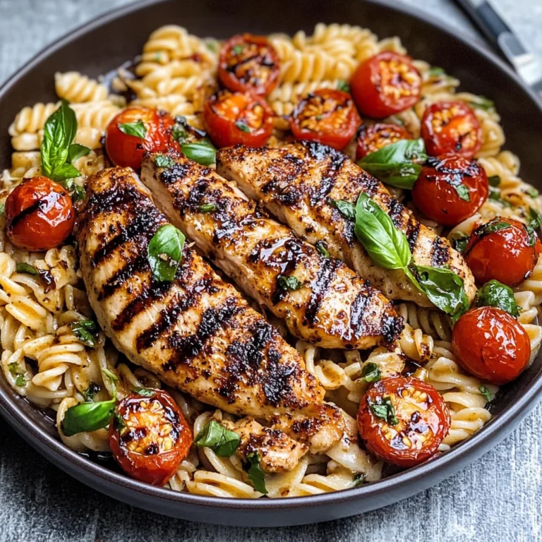 Tomato Basil Pasta with Balsamic Grilled Chicken