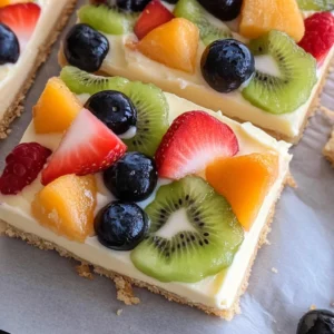 Fruit pizza sugar cookie bars recipe