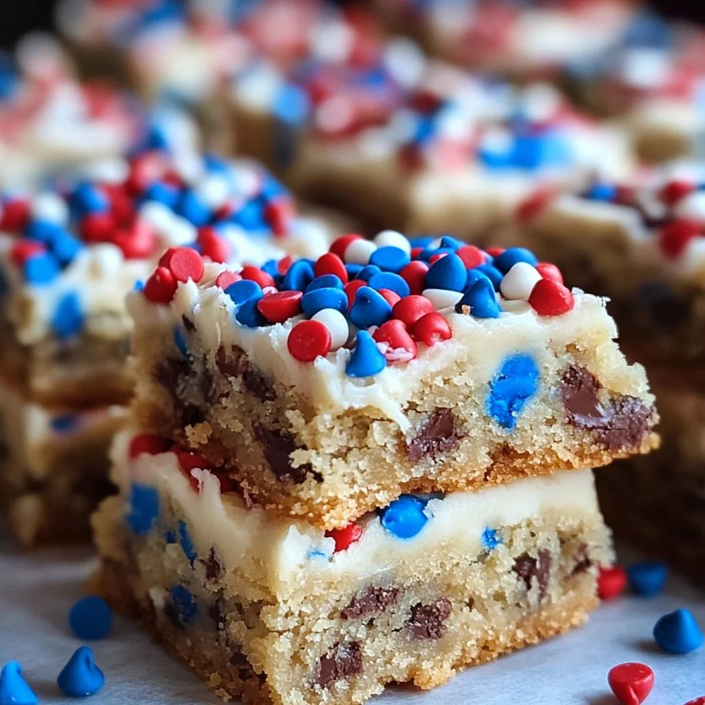 Red White and Blue Chocolate Chip Cookie Bars